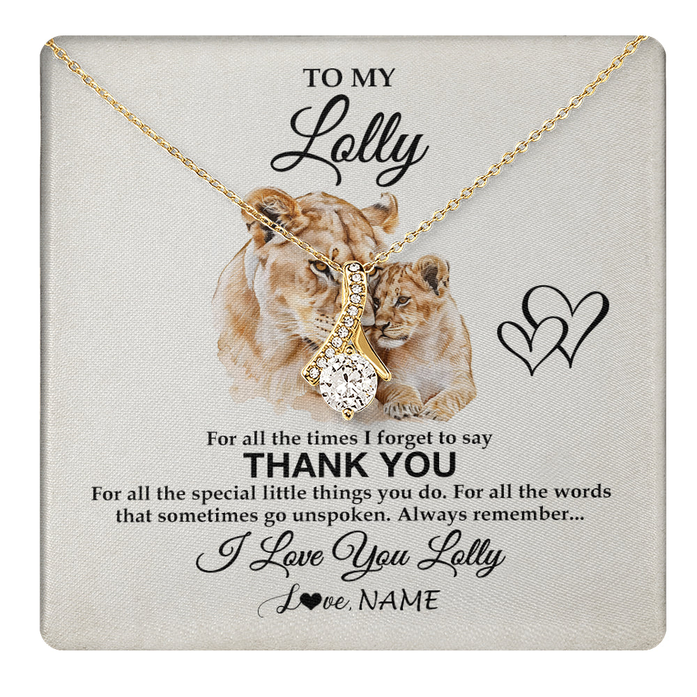 Alluring Beauty Necklace 18K Yellow Gold Finish | 1 | Personalized To My Lolly Necklace From Granddaughter Thank You Lion Lolly Gift For Mothers Day Birthday Gift Christmas For Lolly Gift Box Message Card | teecentury