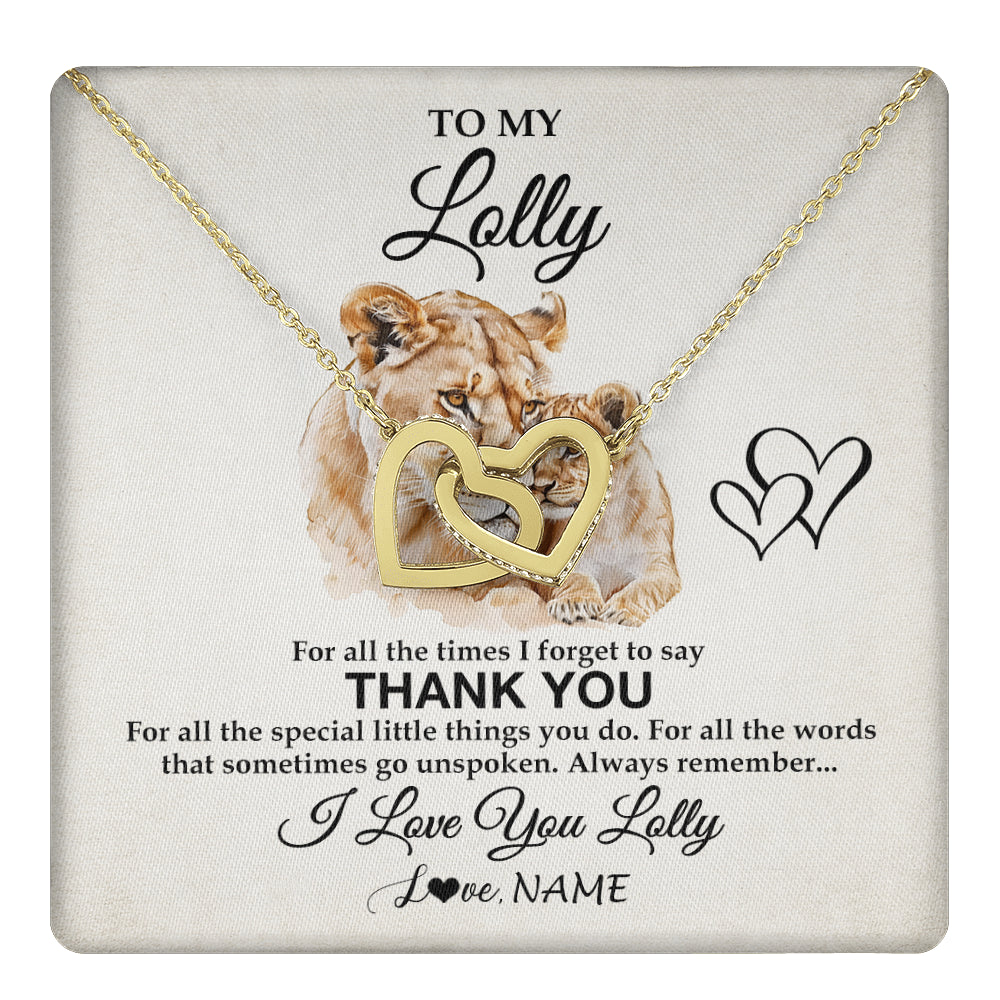 Interlocking Hearts Necklace 18K Yellow Gold Finish | 1 | Personalized To My Lolly Necklace From Granddaughter Thank You Lion Lolly Gift For Mothers Day Birthday Gift Christmas For Lolly Gift Box Message Card | teecentury