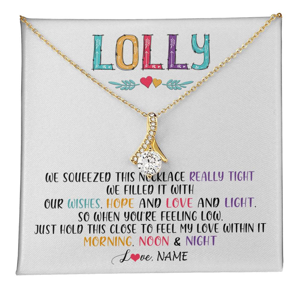 Alluring Beauty Necklace 18K Yellow Gold Finish | 1 | Personalized To My Lolly Necklace From Grandkids Granddaughter We Squeezed This Necklace Lolly Birthday Mothers Day Jewelry Customized Gift Box Message Card | teecentury