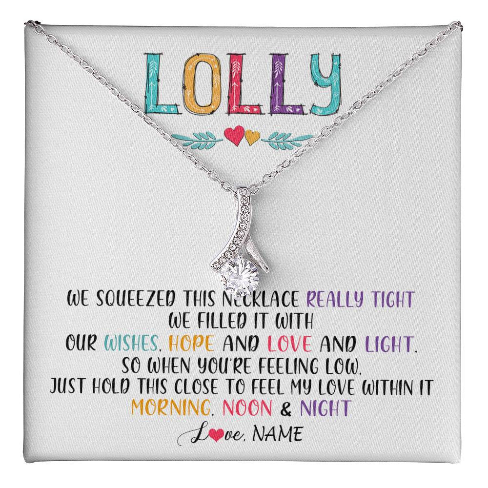 Alluring Beauty Necklace 14K White Gold Finish | 1 | Personalized To My Lolly Necklace From Grandkids Granddaughter We Squeezed This Necklace Lolly Birthday Mothers Day Jewelry Customized Gift Box Message Card | teecentury