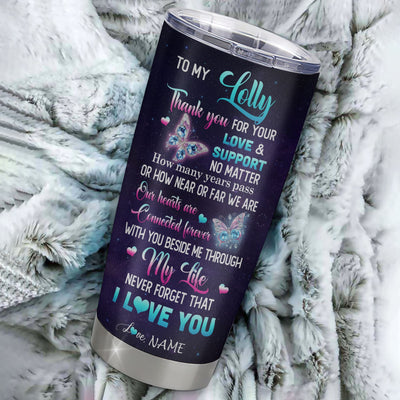 Personalized To My Lolly Tumbler From Grandkids Granddaughter Butterfly Thank You For Your Love Lolly Gift Birthday Mothers Day Christmas Custom Travel Mug | teecentury