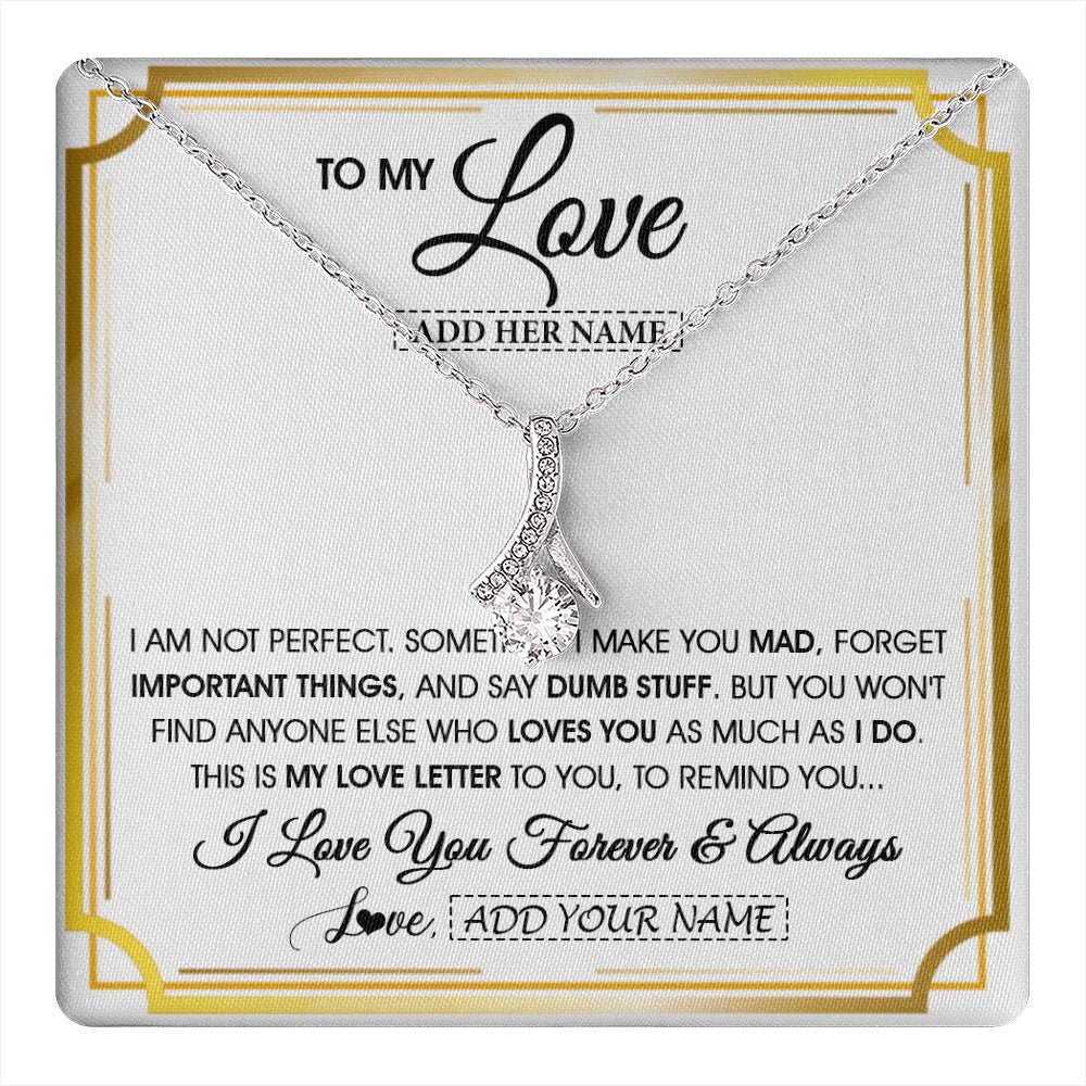Alluring Beauty Necklace 14K White Gold Finish | 1 | Personalized To My Love Necklace For Women Love Letter Romatic Gifts For Her Wife Gift From Husband Girlfriend Birthday Valentines Custom Gift Box Message Card | https://teecentury.