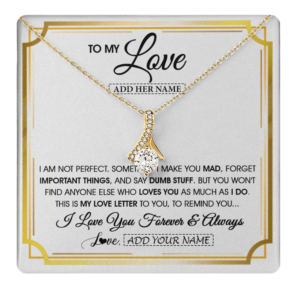 Alluring Beauty Necklace 18K Yellow Gold Finish | 1 | Personalized To My Love Necklace For Women Love Letter Romatic Gifts For Her Wife Gift From Husband Girlfriend Birthday Valentines Custom Gift Box Message Card | https://teecentury.