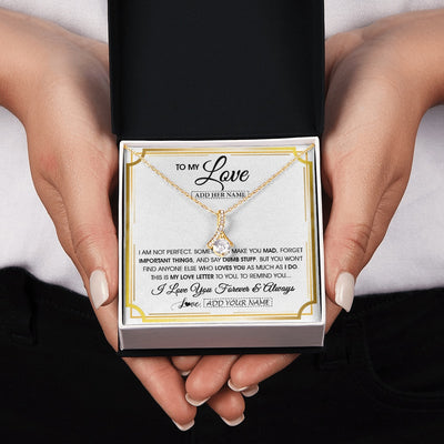 Alluring Beauty Necklace 18K Yellow Gold Finish | 2 | Personalized To My Love Necklace For Women Love Letter Romatic Gifts For Her Wife Gift From Husband Girlfriend Birthday Valentines Custom Gift Box Message Card | https://teecentury.