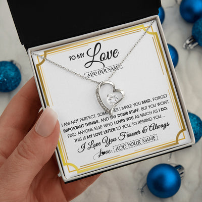 Forever Love Necklace 14K White Gold Finish | 2 | Personalized To My Love Necklace For Women Love Letter Romatic Gifts For Her Wife Gift From Husband Girlfriend Birthday Valentines Custom Gift Box Message Card | https://teecentury.