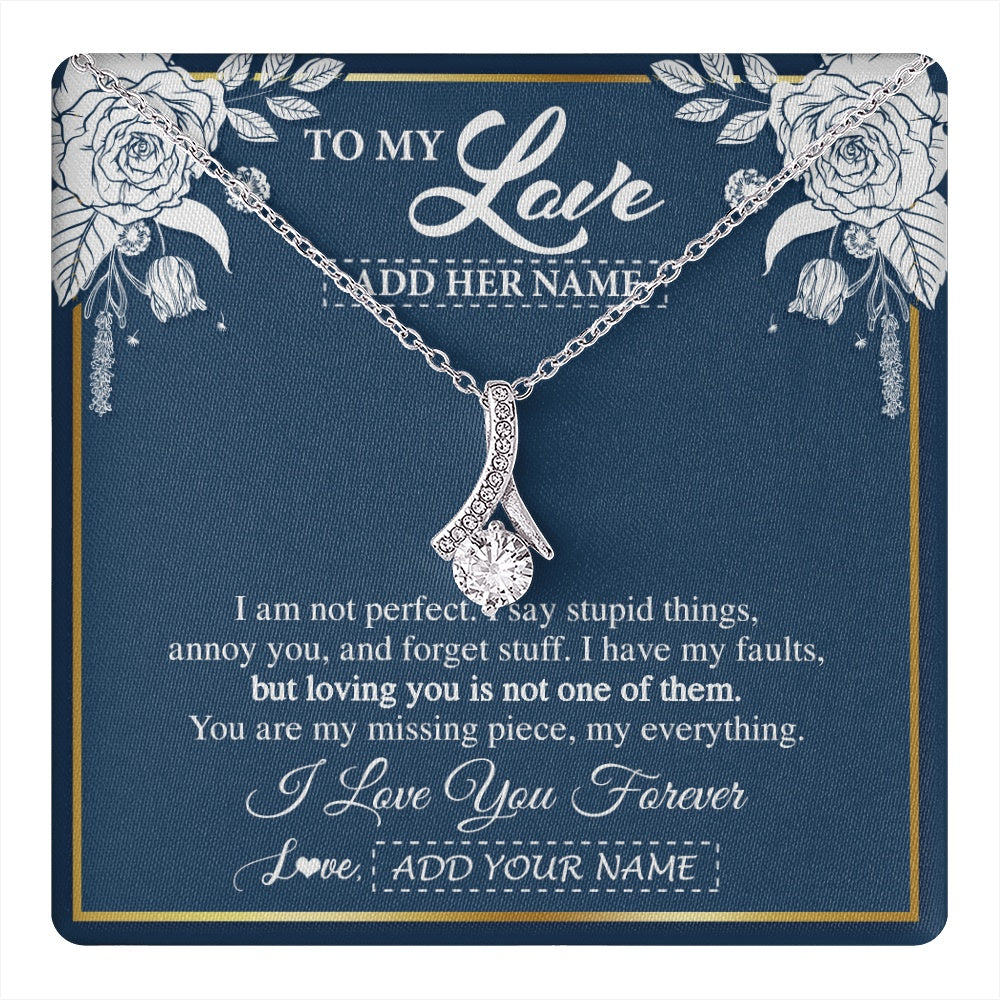 Alluring Beauty Necklace 14K White Gold Finish | 1 | Personalized To My Love Necklace My Everything Romatic Gifts For Her Wife Gift From Husband Girlfriend Birthday Valentines Day Custom Gift Box Message Card | teecentury.myshopify