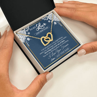 Interlocking Hearts Necklace 18K Yellow Gold Finish | 2 | Personalized To My Love Necklace My Everything Romatic Gifts For Her Wife Gift From Husband Girlfriend Birthday Valentines Day Custom Gift Box Message Card | teecentury.myshopify