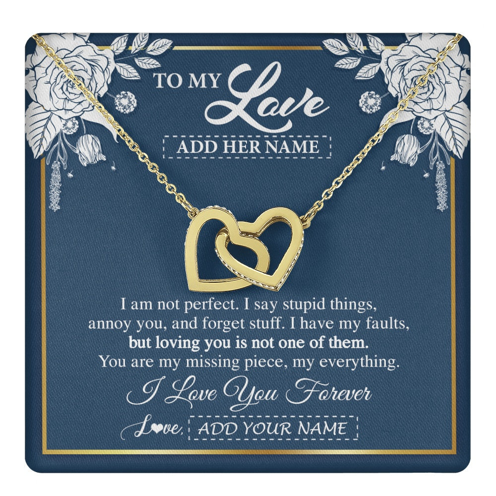 Interlocking Hearts Necklace 18K Yellow Gold Finish | 1 | Personalized To My Love Necklace My Everything Romatic Gifts For Her Wife Gift From Husband Girlfriend Birthday Valentines Day Custom Gift Box Message Card | teecentury.myshopify