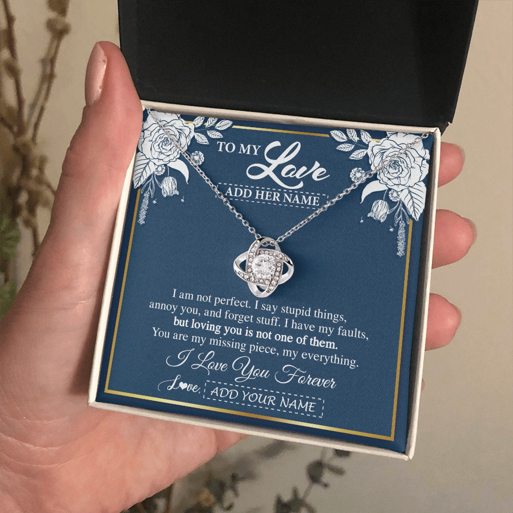 Love Knot Necklace 14K White Gold Finish | 2 | Personalized To My Love Necklace My Everything Romatic Gifts For Her Wife Gift From Husband Girlfriend Birthday Valentines Day Custom Gift Box Message Card | teecentury.myshopify