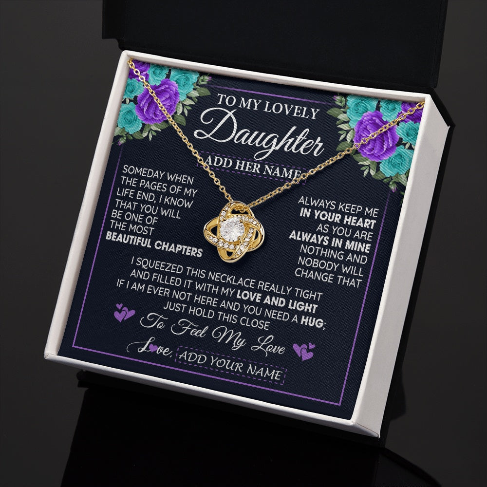 Love Knot Necklace 18K Yellow Gold Finish | 2 | Personalized To My Lovely Daughter Necklace Gift From Mom Dad Mother Father Feel My Love Daughter Birthday Gift Mother's Day Christmas Gift Box Message Card | teecentury.myshopify