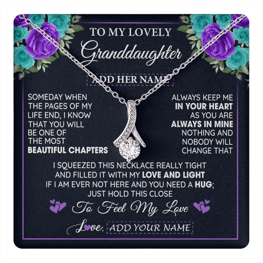 Alluring Beauty Necklace 14K White Gold Finish | 1 | Personalized To My Lovely Granddaughter Necklace Gift From Granparents Feel My Love Granddaughter Birthday Gift Mother's Day Christmas Gift Box Message Card | teecentury.myshopify