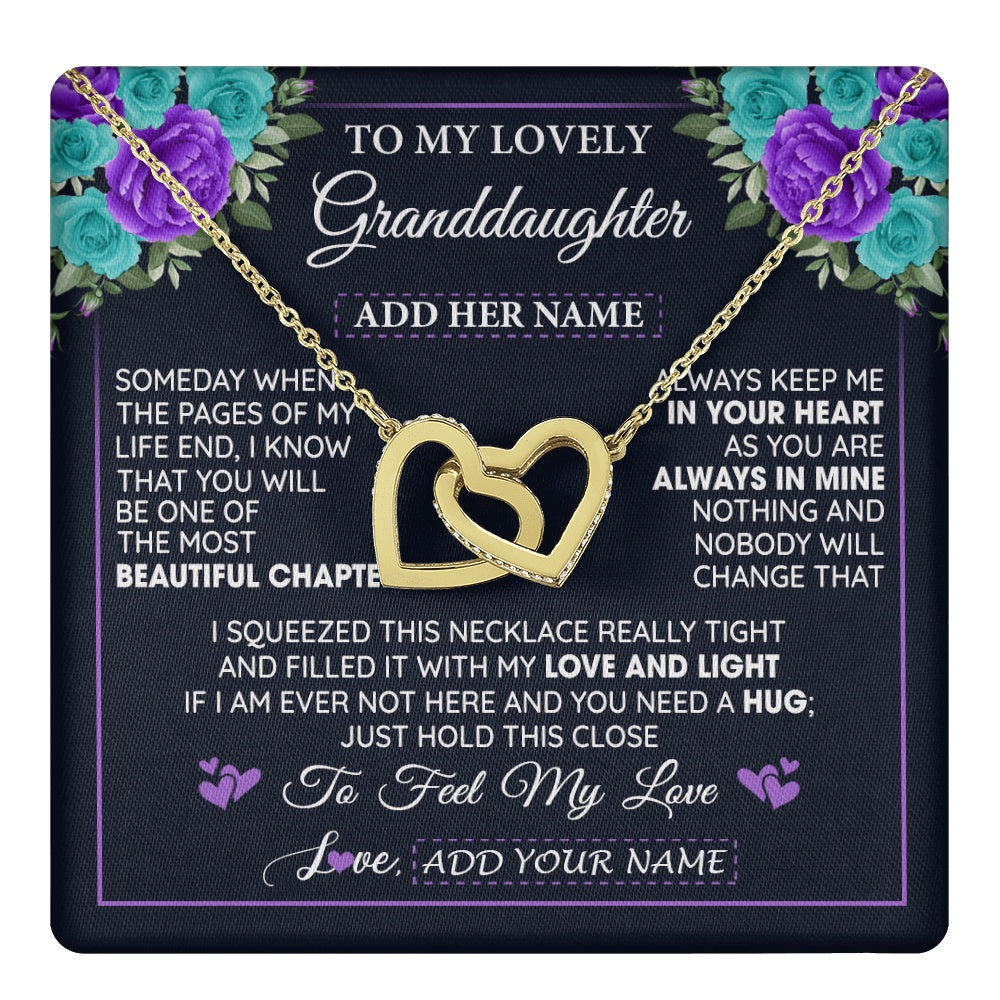 Interlocking Hearts Necklace 18K Yellow Gold Finish | 1 | Personalized To My Lovely Granddaughter Necklace Gift From Granparents Feel My Love Granddaughter Birthday Gift Mother's Day Christmas Gift Box Message Card | teecentury.myshopify