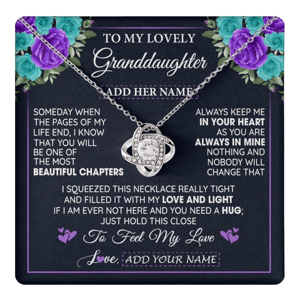 Love Knot Necklace 14K White Gold Finish | 1 | Personalized To My Lovely Granddaughter Necklace Gift From Granparents Feel My Love Granddaughter Birthday Gift Mother's Day Christmas Gift Box Message Card | teecentury.myshopify