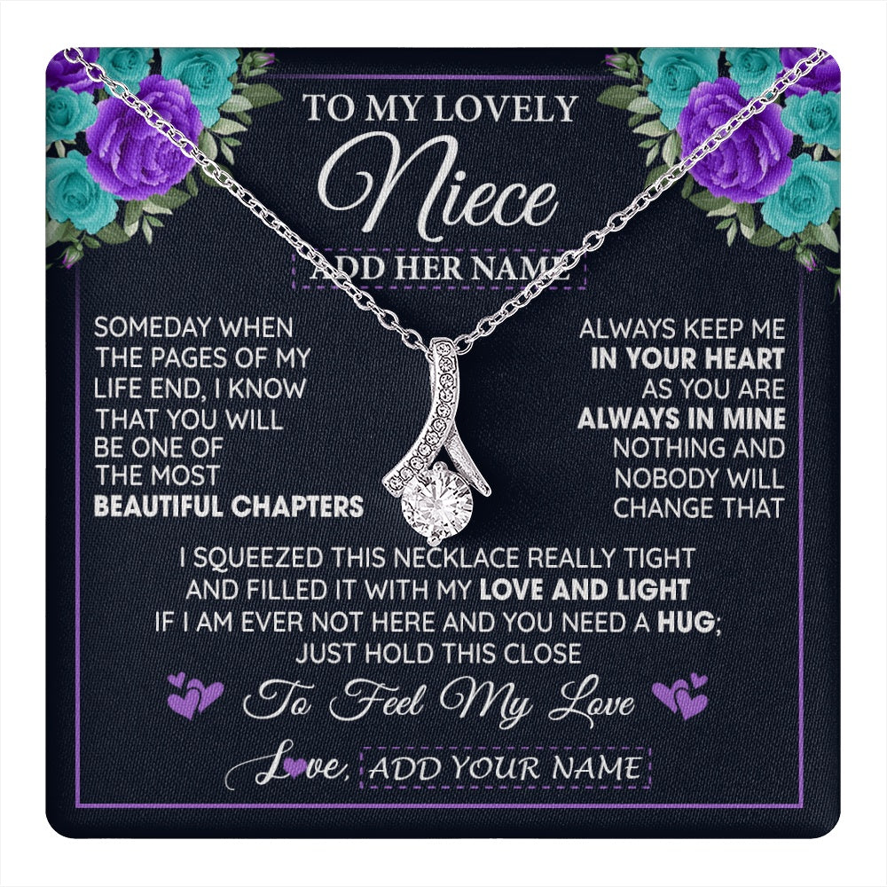 Alluring Beauty Necklace 14K White Gold Finish | 1 | Personalized To My Lovely Niece Necklace Gift From Uncle Aunt Feel My Love Niece Birthday Gift Mother's Day Christmas Customized Gift Box Message Card | teecentury.myshopify
