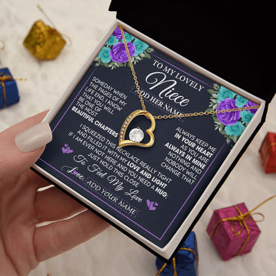 Forever Love Necklace 18K Yellow Gold Finish | 2 | Personalized To My Lovely Niece Necklace Gift From Uncle Aunt Feel My Love Niece Birthday Gift Mother's Day Christmas Customized Gift Box Message Card | teecentury.myshopify
