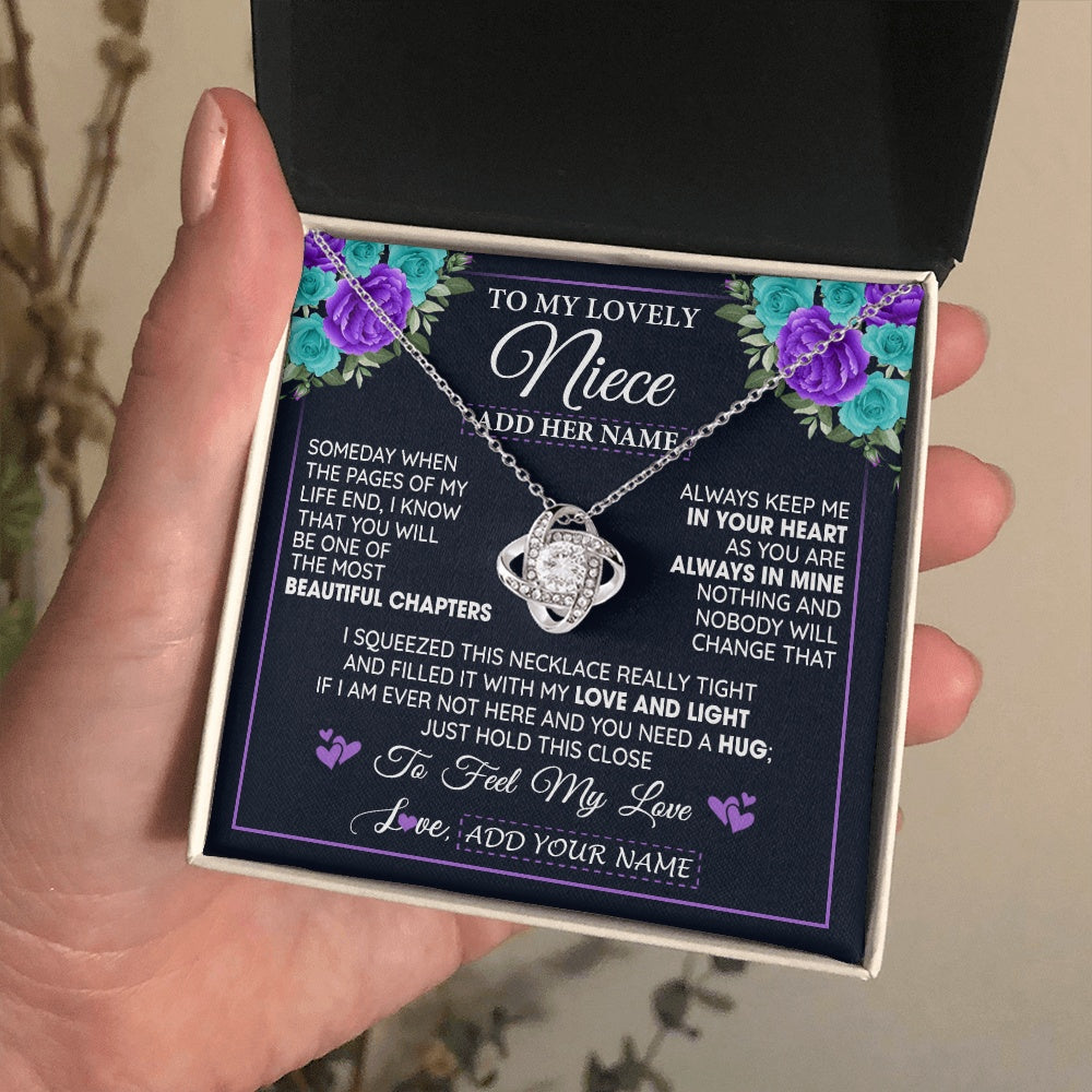 Love Knot Necklace 14K White Gold Finish | 2 | Personalized To My Lovely Niece Necklace Gift From Uncle Aunt Feel My Love Niece Birthday Gift Mother's Day Christmas Customized Gift Box Message Card | teecentury.myshopify
