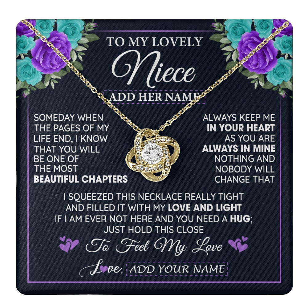Love Knot Necklace 18K Yellow Gold Finish | 1 | Personalized To My Lovely Niece Necklace Gift From Uncle Aunt Feel My Love Niece Birthday Gift Mother's Day Christmas Customized Gift Box Message Card | teecentury.myshopify