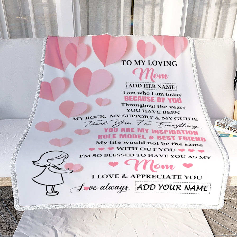 Personalized To My Loving Mom Blanket From Daughter I Am Who I Am Today Because Of You Mom Birthday Christmas Mothers Day Gifts Custom Fleece Throw Blanket | teecentury