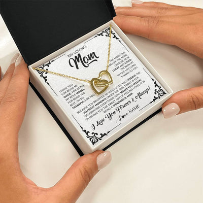 Interlocking Hearts Necklace 18K Yellow Gold Finish | 2 | Personalized To My Loving Mom Necklace From Daughter Thank You For Being My Guide Mom Mothers Day Birthday Christmas Jewelry Customized Gift Box Message Card | teecentury