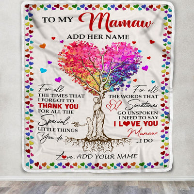 Personalized To My Mamaw Blanket From Grandkids Grandson Colorful Tree Thank You For All Mamaw Birthday Gifts Mothers Day Christmas Customized Fleece Blanket | teecentury