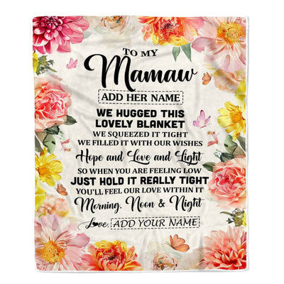 Personalized To My Mamaw Blanket From Grandkids Grandson Floral We Hugged This Lovely Mamaw Birthday Gifts Mothers Day Christmas Customized Fleece Blanket | teecentury