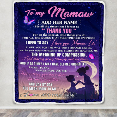Personalized To My Mamaw Blanket From Grandkids Grandson Night Sky Thank You Love You Mamaw Birthday Gifts Mothers Day Christmas Customized Fleece Blanket | teecentury