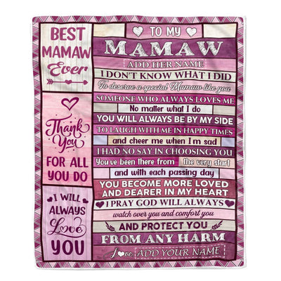 Personalized To My Mamaw Gifts Blanket From Granddaughter Grandson Wood Thank You For All Gifts For Mamaw Mothers Day Birthday Christmas Fleece Throw Blanket | teecentury