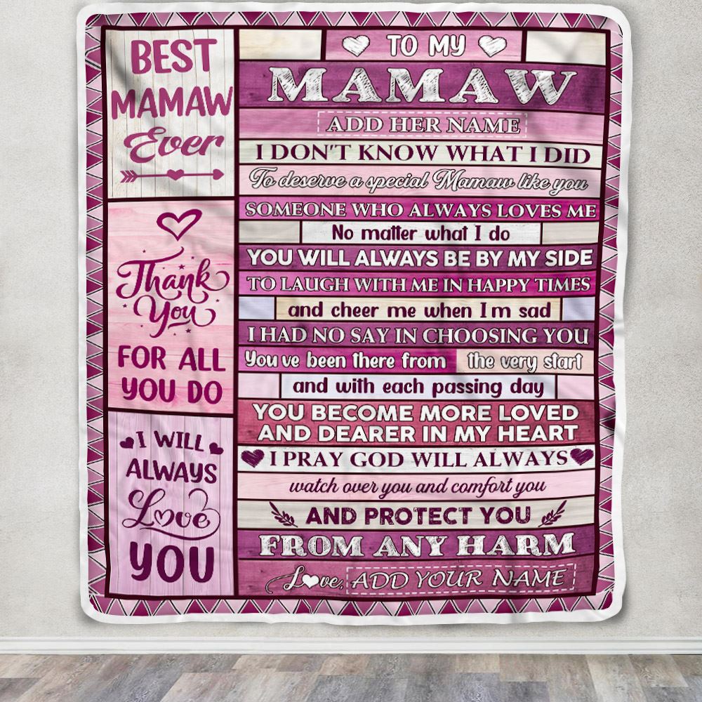 Personalized To My Mamaw Gifts Blanket From Granddaughter Grandson Wood Thank You For All Gifts For Mamaw Mothers Day Birthday Christmas Fleece Throw Blanket | teecentury