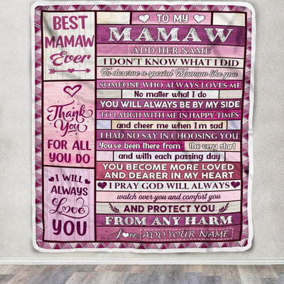 Personalized To My Mamaw Gifts Blanket From Granddaughter Grandson Wood Thank You For All Gifts For Mamaw Mothers Day Birthday Christmas Fleece Throw Blanket | teecentury