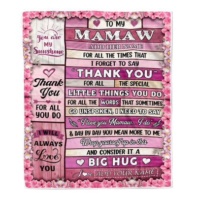 Personalized To My Mamaw Gifts Blanket From Granddaughter Wood Thank You Best Mamaw Birthday Gifts Mothers Day Christmas Custom Name Fleece Blanket | teecentury