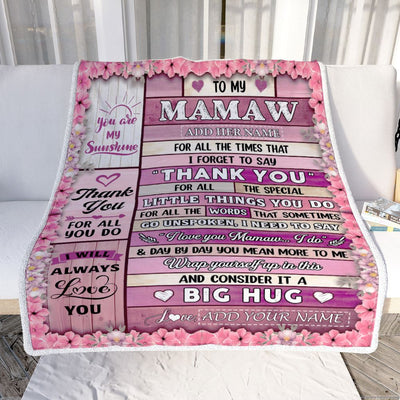 Personalized To My Mamaw Gifts Blanket From Granddaughter Wood Thank You Best Mamaw Birthday Gifts Mothers Day Christmas Custom Name Fleece Blanket | teecentury