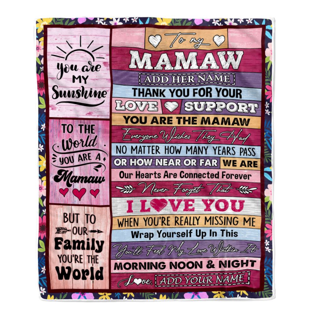 Personalized To My Mamaw Gifts Blanket From Grandkids Grandson Wood You Are The Mamaw Birthday Gifts Mothers Day Christmas Customized Fleece Blanket | teecentury