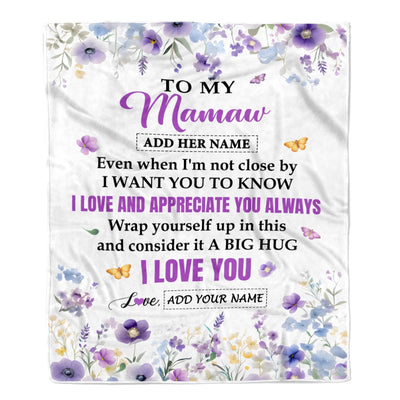Personalized To My Mamaw Gifts From Granddaughter Grandson Blanket I Love You Purple Floral Birthday Gift Idea For Mamaw Gifts Christmas Custom Fleece Blanket | teecentury