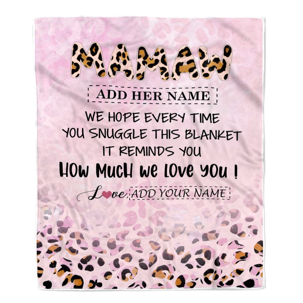 Personalized To My Mamaw Gifts From Granddaughter Grandson Blanket Pink Leopard Happy Birthday Gifts For Mamaw Mothers Day Christmas Customized Fleece Blanket | teecentury