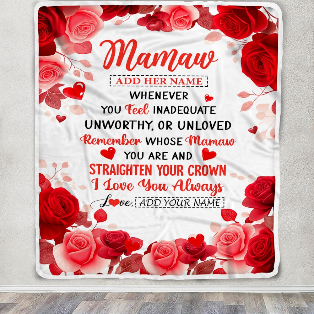 Personalized To My Mamaw Gifts From Granddaughter Grandson Blanket Rose Flower Anniversary Birthday Gifts Mamaw Mothers Day Christmas Custom Fleece Blanket | teecentury