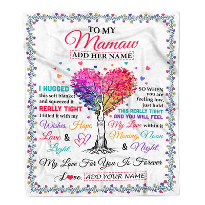 Personalized To My Mamaw Gifts From Granddaughter Grandson Hugged Blanket Birthday Gifts For Mamaw Mothers Day Thanksgiving Christmas Custom Fleece Blanket | teecentury