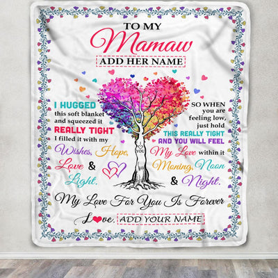 Personalized To My Mamaw Gifts From Granddaughter Grandson Hugged Blanket Birthday Gifts For Mamaw Mothers Day Thanksgiving Christmas Custom Fleece Blanket | teecentury
