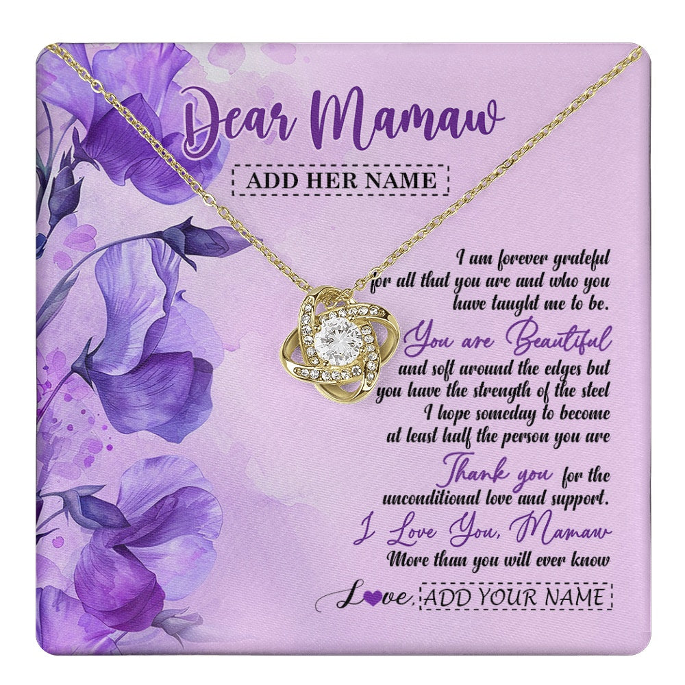 Love Knot Necklace 18K Yellow Gold Finish | 1 | Personalized To My Mamaw Gifts From Granddaughter Necklace Flower You Are Beautiful Gifts For Mamaw Mothers Day Birthday Christmas Gift Box Message Card | teecentury.myshopify