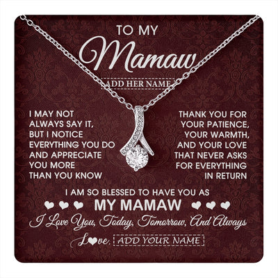 Alluring Beauty Necklace 14K White Gold Finish | 1 | Personalized To My Mamaw Gifts From Granddaughter Necklace Meaningful Jewelry Pendant Gifts For Mamaw Mothers Day Birthday Christmas Gift Box Message Card | https://teecentury.