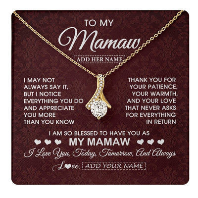 Alluring Beauty Necklace 18K Yellow Gold Finish | 1 | Personalized To My Mamaw Gifts From Granddaughter Necklace Meaningful Jewelry Pendant Gifts For Mamaw Mothers Day Birthday Christmas Gift Box Message Card | https://teecentury.