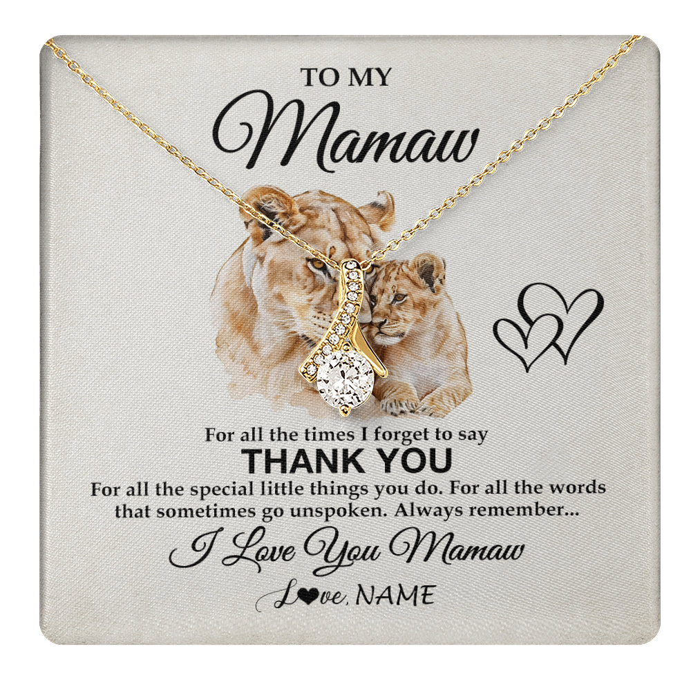 Alluring Beauty Necklace 18K Yellow Gold Finish | 1 | Personalized To My Mamaw Necklace From Granddaughter Thank You Lion Mamaw Gift For Mothers Day Birthday Gift Christmas For Mamaw Gift Box Message Card | teecentury