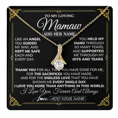 Alluring Beauty Necklace 18K Yellow Gold Finish | 1 | Personalized To My Mamaw Necklace Gifts Meaningful Gift To Mamaw From Granddaughter Without You There Is No Me Mothers Day Birthday Gift Box Message Card | https://teecentury.