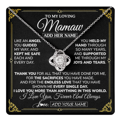 Love Knot Necklace 14K White Gold Finish | 1 | Personalized To My Mamaw Necklace Gifts Meaningful Gift To Mamaw From Granddaughter Without You There Is No Me Mothers Day Birthday Gift Box Message Card | https://teecentury.