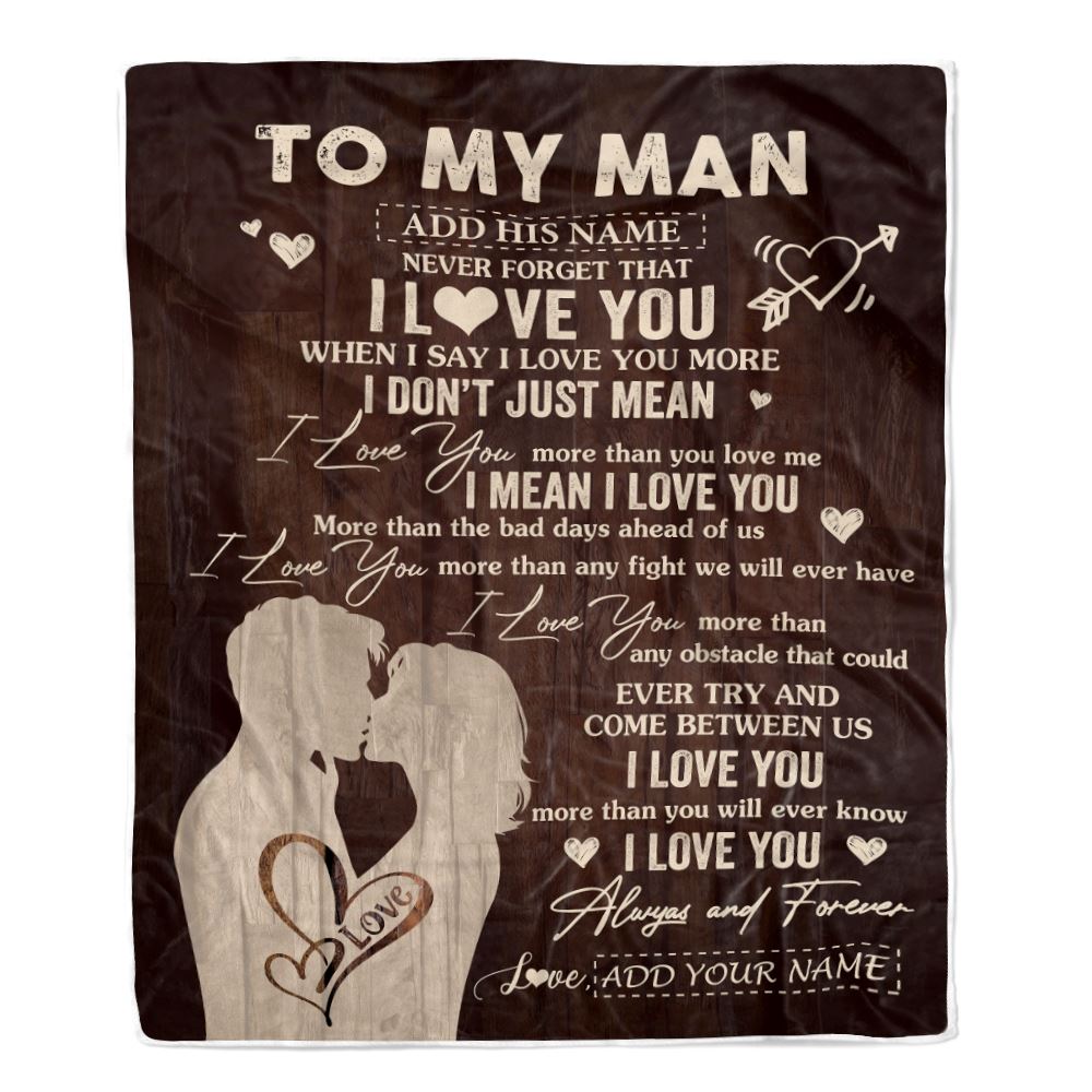 Personalized To My Man Blanket I Love You Birthday Gifts For Boyfriend Him Husband Fiance Anniversary Romantic For Men Christmas Customized Fleece Blanket | teecentury