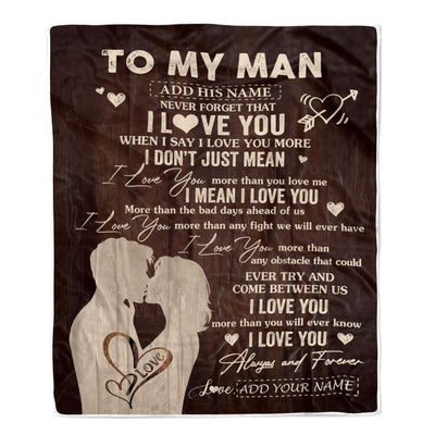 Personalized To My Man Blanket I Love You Birthday Gifts For Boyfriend Him Husband Fiance Anniversary Romantic For Men Christmas Customized Fleece Blanket | teecentury