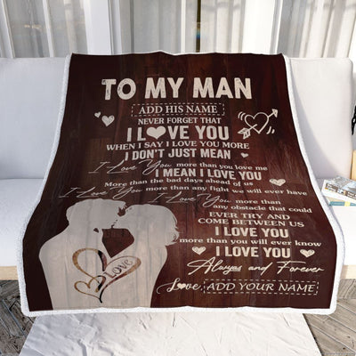 Personalized To My Man Blanket I Love You Birthday Gifts For Boyfriend Him Husband Fiance Anniversary Romantic For Men Christmas Customized Fleece Blanket | teecentury