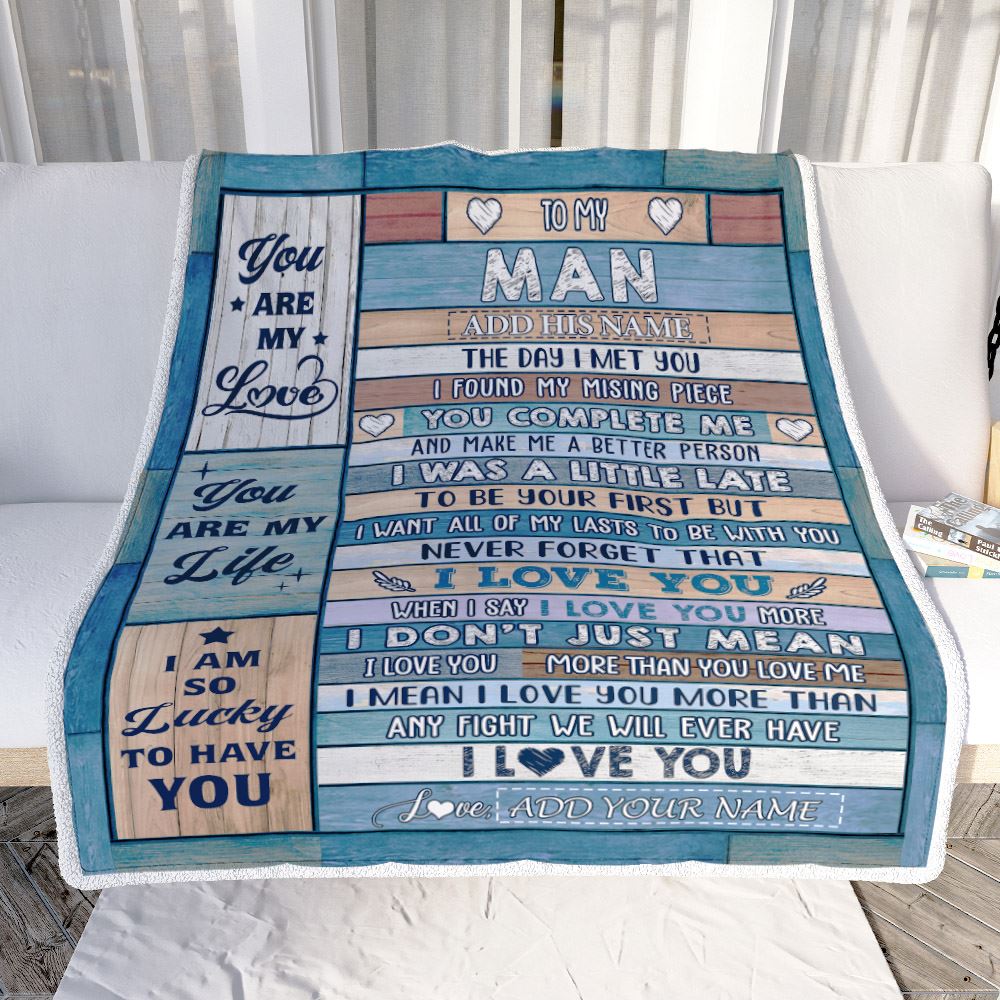 Personalized To My Man Blanket Wood The Day I Met You Husband Birthday Anniversary Romantic Valentines Day Gifts For Him Christmas Customized Fleece Blanket | teecentury