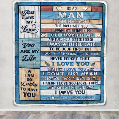 Personalized To My Man Blanket Wood The Day I Met You Husband Birthday Anniversary Romantic Valentines Day Gifts For Him Christmas Customized Fleece Blanket | teecentury