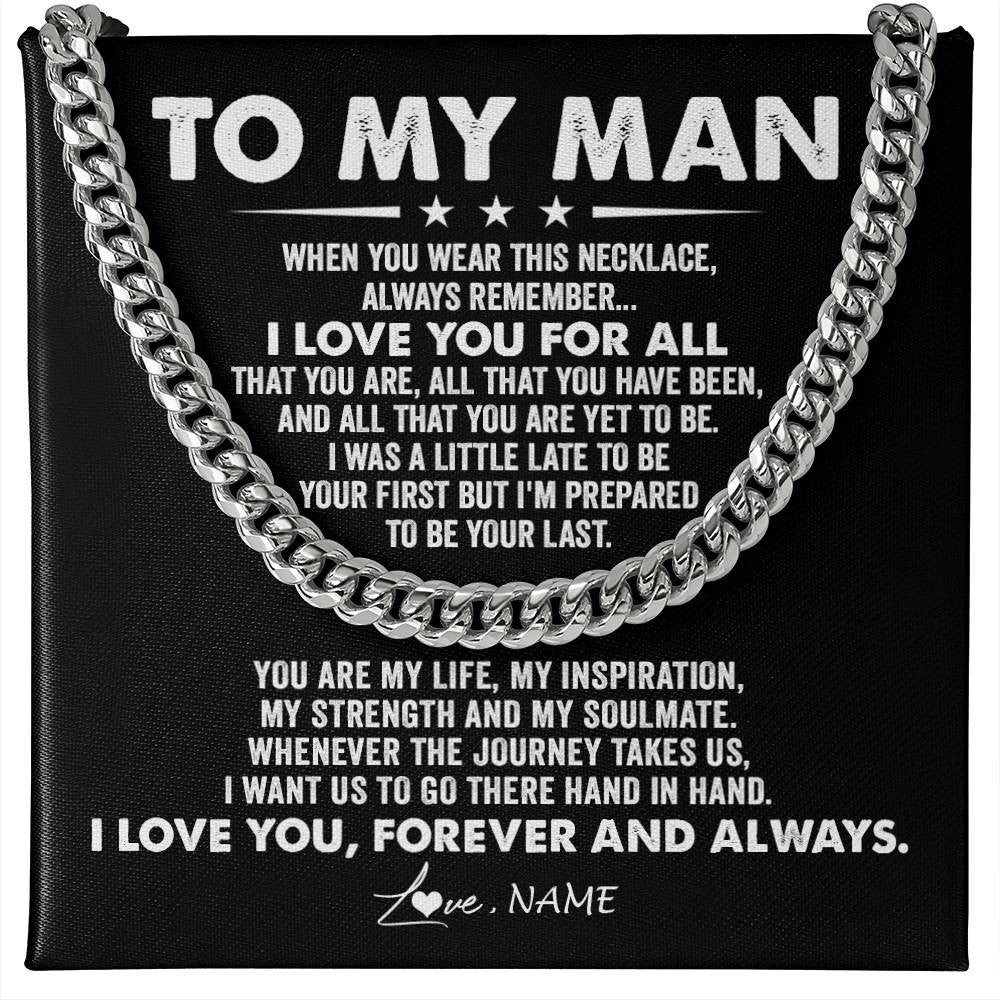 Cuban Link Chain Necklace Stainless Steel | 1 | Personalized To My Man Necklace Cuban When You Wear This Necklace I Love You For Him Boyfriend Husband Birthday Christmas Customized Gift Box Message Card | teecentury