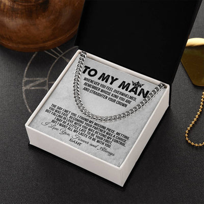 Cuban Link Chain Necklace | Personalized To My Man Necklace Cuban Whenever You Feel Overwhelmed Boyfriend Husband Birthday Anniversary Day Christmas Customized Gift Box Message Card | teecentury